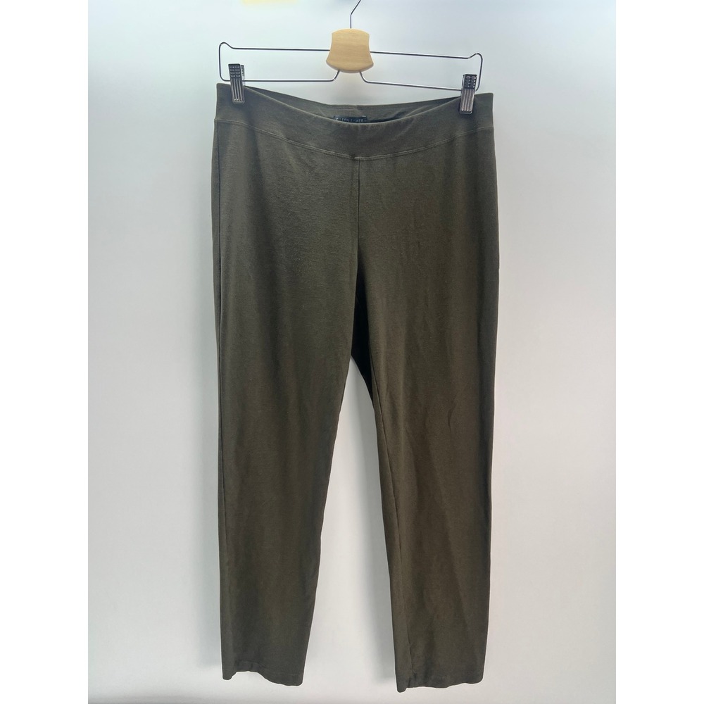 Eileen Fisher Small Green Pull On Pants Sustainable Stretch Jersey Minimalist